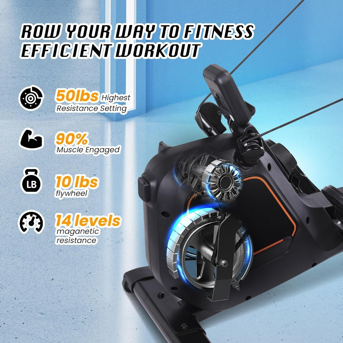 Rameur, rameur Air + Magnétique, Gouvernail Pliable avec résistance