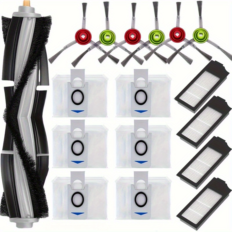 Image of 17 Robot Vacuum Cleaner Replacement Parts Compatible With Deebotx1 Omni / X1turbo / X1 Plus / T10 Omni Accessories 1 Roller Brush 4 Hepa Filters 6 Dust Bags 6 Side Brushes