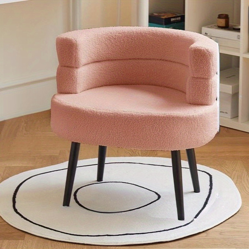 Sedia In Tessuto Teddy A Forma Di Fiore - Poltrona Relax Per Camera, Soggiorno, Balcone, Rosa Con Gambe Dorate
