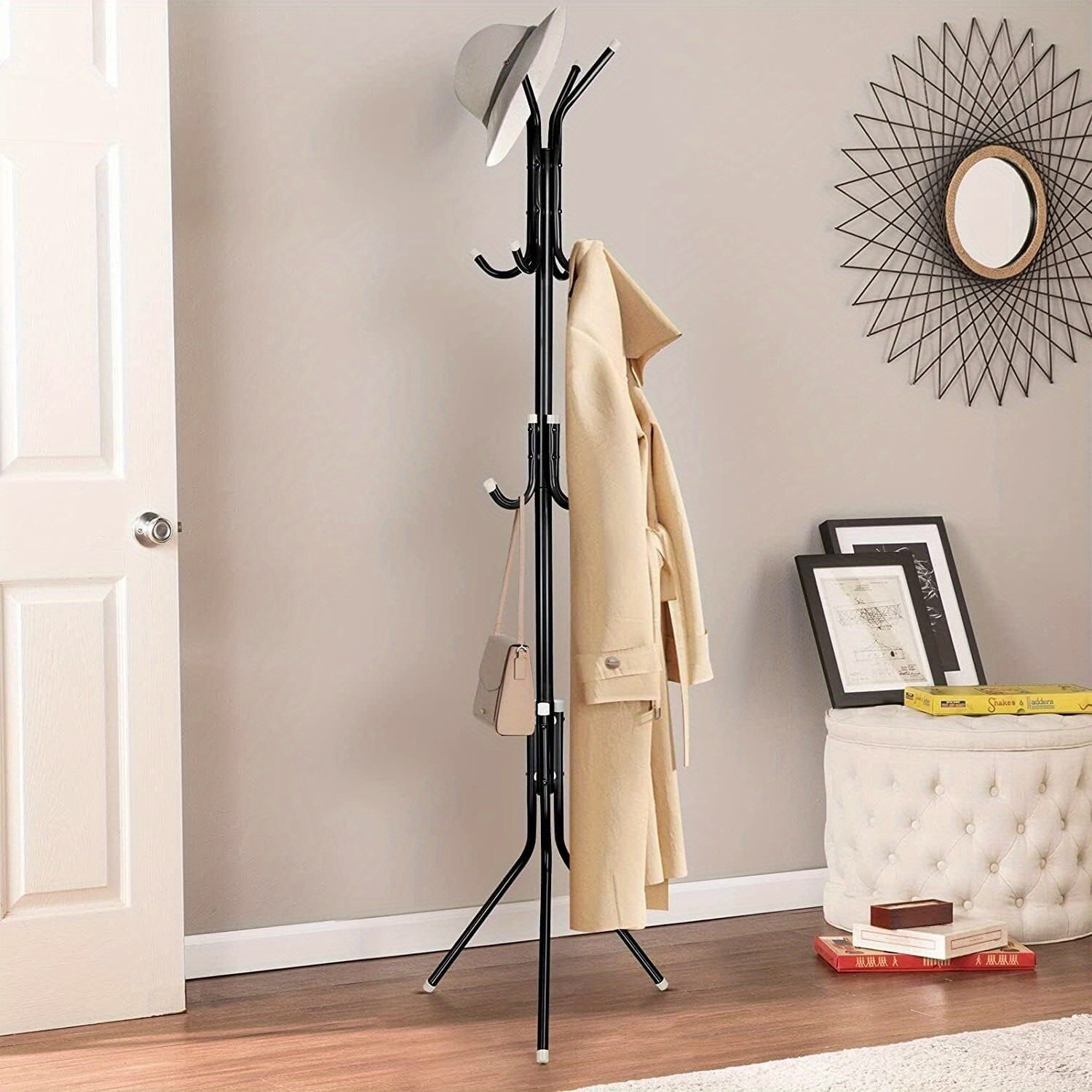 

Metallic Loft Coat Rack - -shaped Jacket Stand For Hallway, Bedroom, Office - 175 Cm Height, Black