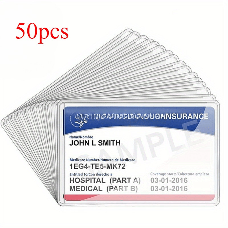 

50pcs New Transparent Pvc Protective Cover Waterproof Card Credit Card Medical Card Id Card Protective Cover