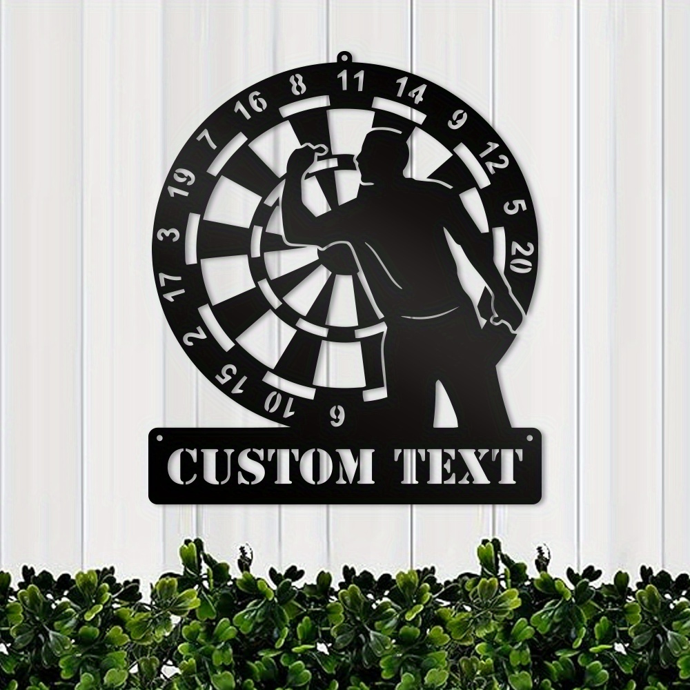 

1pc Customizable Iron Dartboard Wall Art With Personalized Text – Metal Dart Game Name Plaque For Home Decor & Unique Gifting, Electricity-free