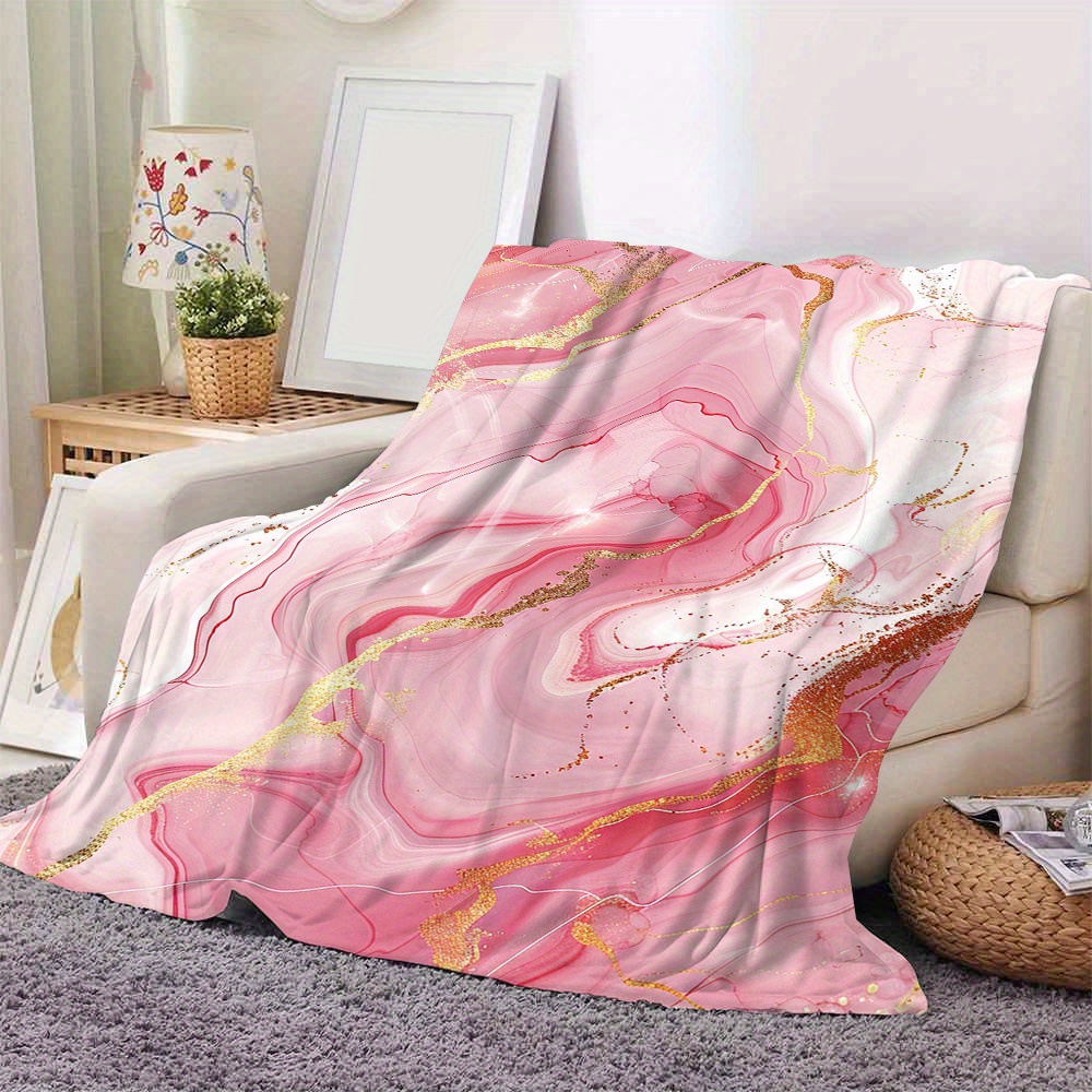 

Plush , Luxurious Dual-sided Flannel Throw Blanket - Pink Design, Soft & Cozy For Couch, Bed, Office, And Travel - Gift Idea