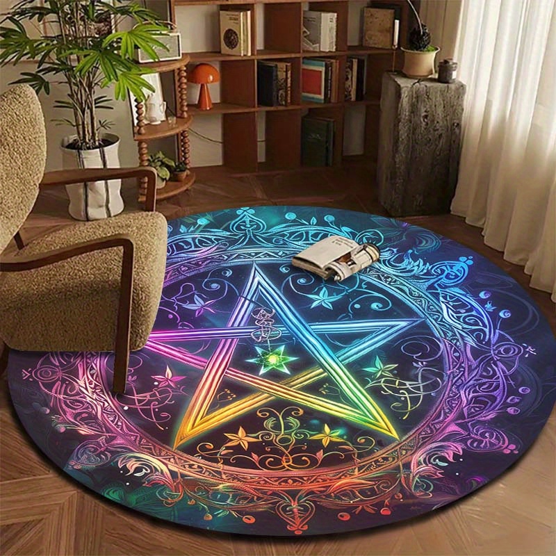 鮮やかな五芒星魔法陣ラグ：800g/m² ット オフィスチェアマット 80cm x