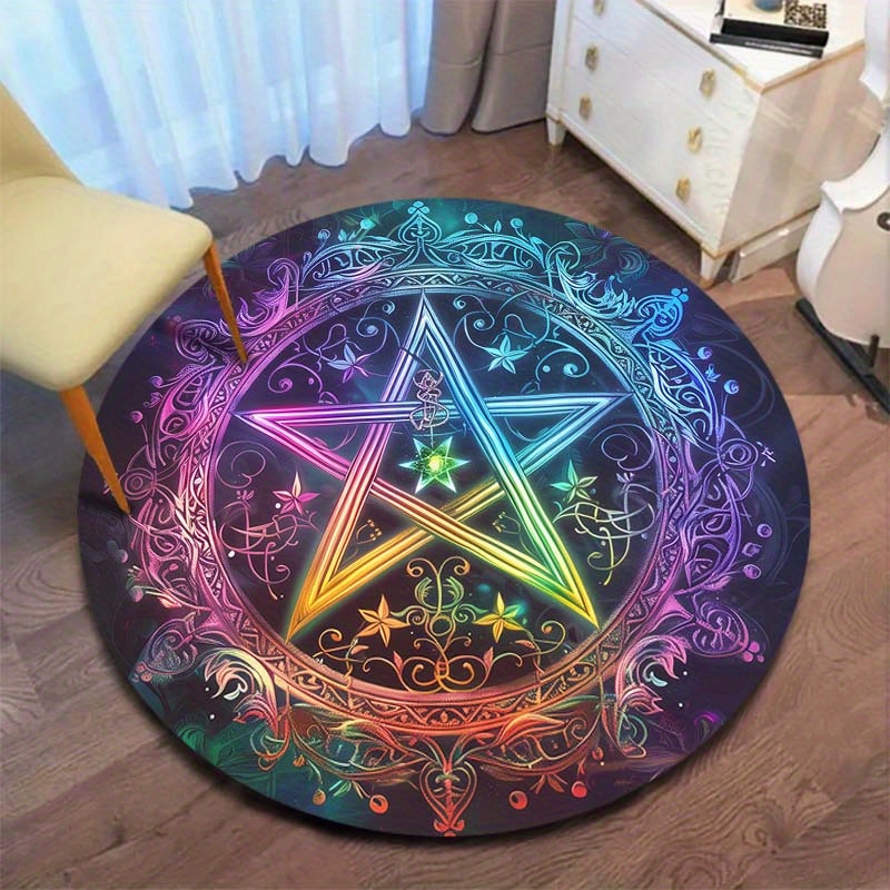 【限定・完売品】BABYL THE ONE「魔方陣ラグマット」 鮮やかな五芒星魔法陣ラグ：800g/m² ット オフィスチェアマット 80cm x
