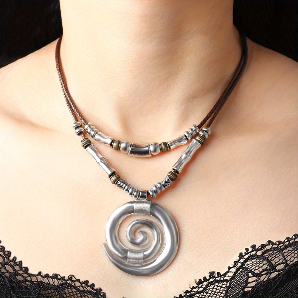 

1pc Long Necklace Vortex Totem Retro Bohemian Style Beach Women's Necklace Pendant