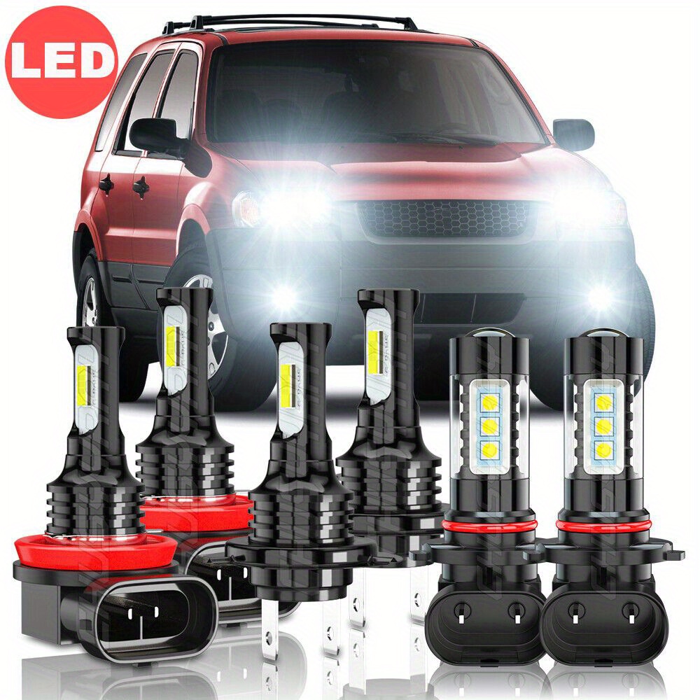 

Combination 6pcs Led Headlight High/ Low + Fog Light Bulb Kit For Ford Escape 2006 2005