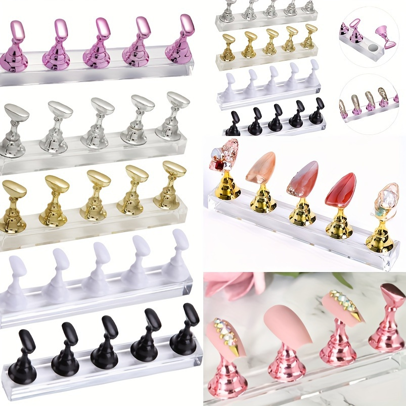 

10 Sets 50pcs Nail Stand For Press On Nails Display, Magnetic Fake Nails Holder For Painting Nails Practices, Beginner Acrylic Nail Art Kit Accessories, Nail Salon Equipment And Decor