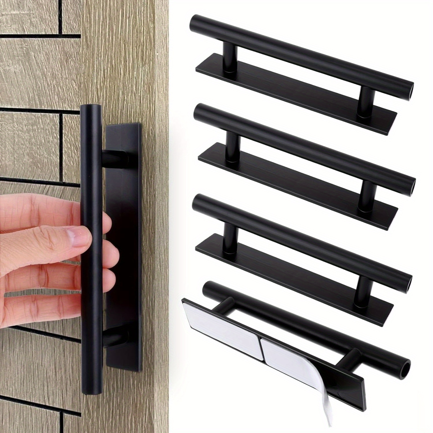 

4-pack Style Adhesive Cabinet Handles, Self-adhesive Abs Plastic Door Pulls, And Stick Drawer Pulls For And Furniture, Cabinet Hardware Accessories