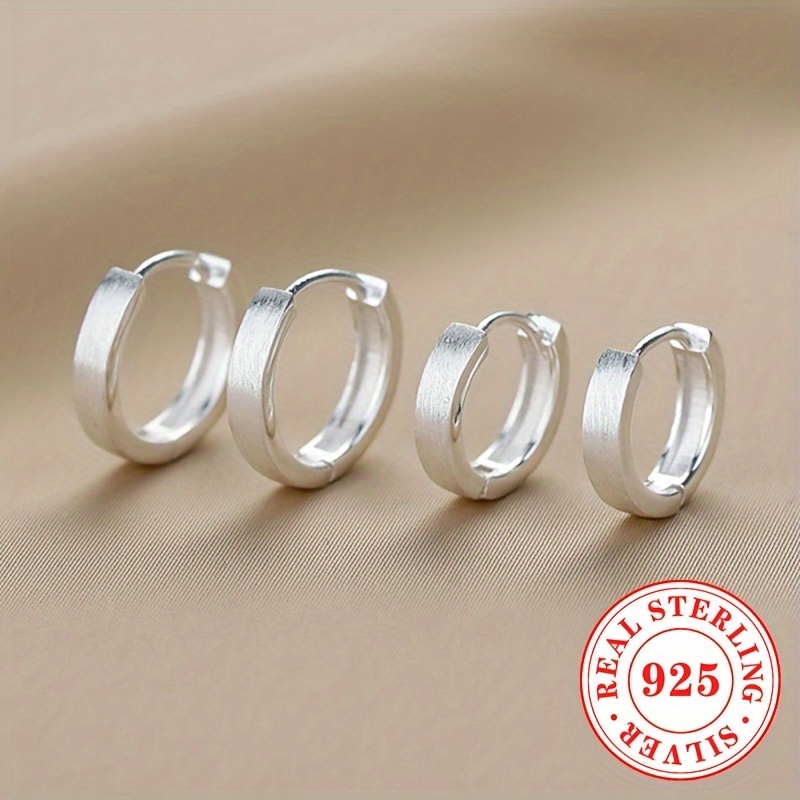 

1 Pair Women's Fashion Ring Earrings 2.8g/3.6g 925 Pure Silvery Circle Earrings Women' Casual Party Wear Simple Jewelry