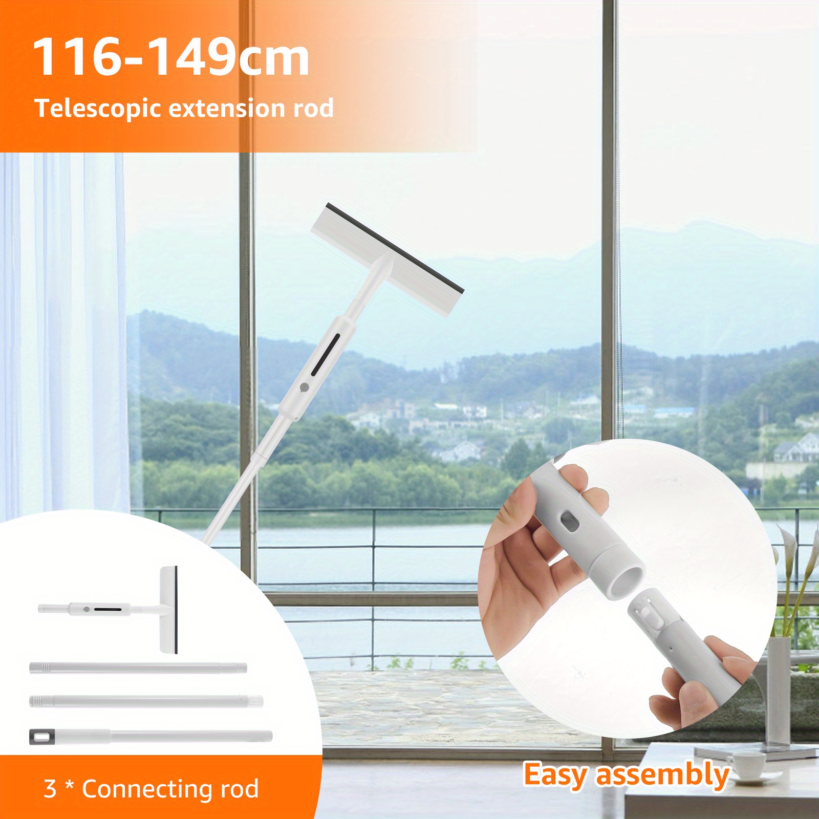       professional window squeegee with spray dual sided extendable pole for high windows glass doors microfiber scrubbers easy   details 6