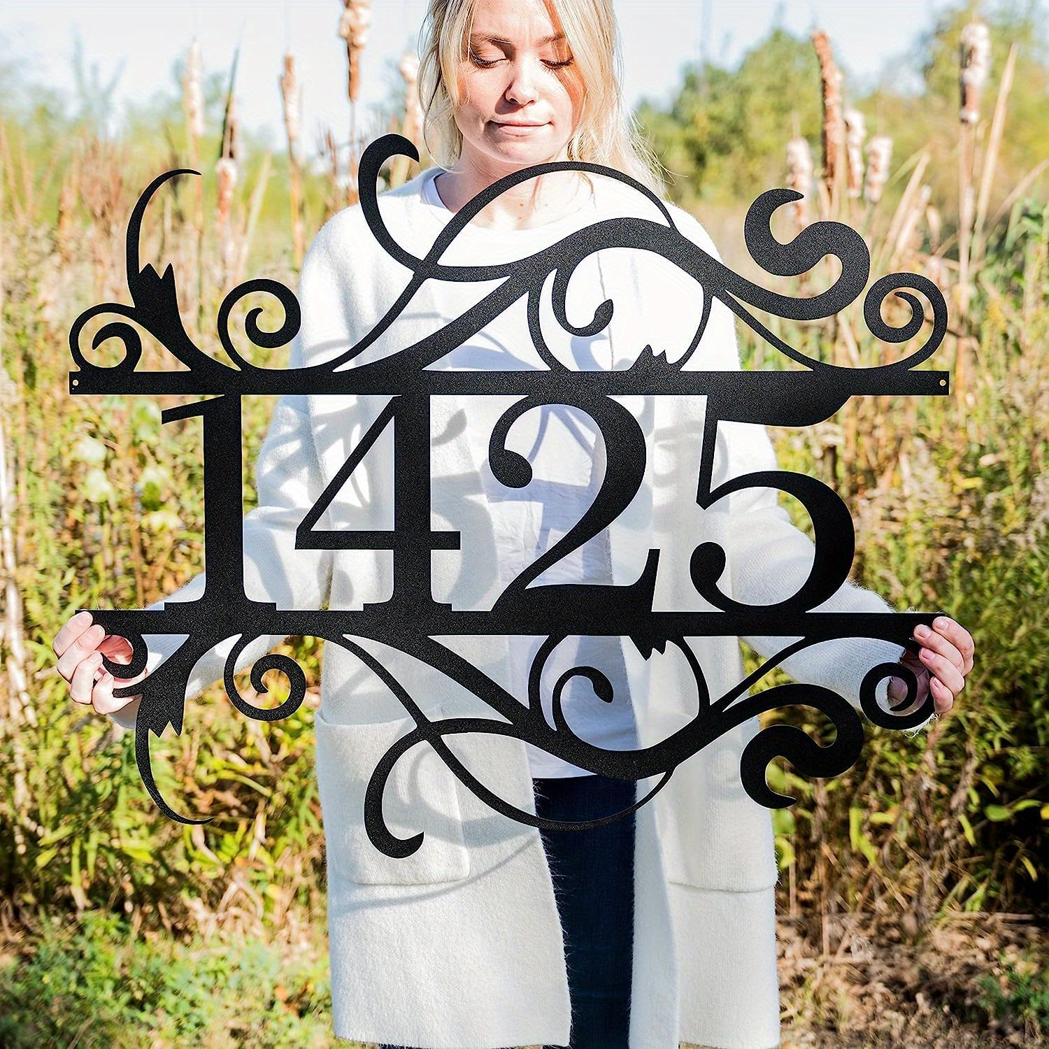 

Custom Metal House Number Sign - Personalized Outdoor Address Plaque, Iron Home Decor For Front Door, Perfect Housewarming Gift