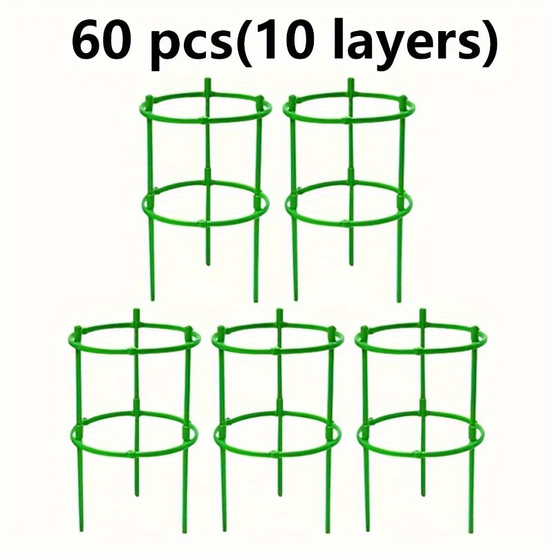 TEMU 60-pack Stackable Plastic Plant Support Rings - Garden Stakes For Flowers, 10-layer Climbing Plants Holder