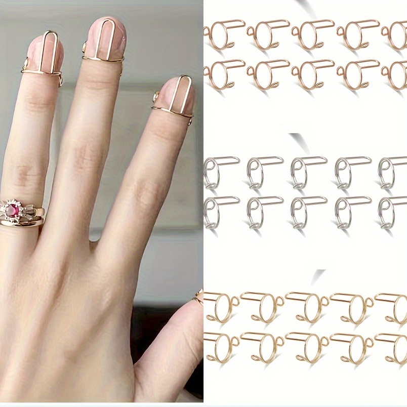 TEMU Adjustable Reusable Removable Nail Rings Nail Rings Alternative To Nail Polish For Wo