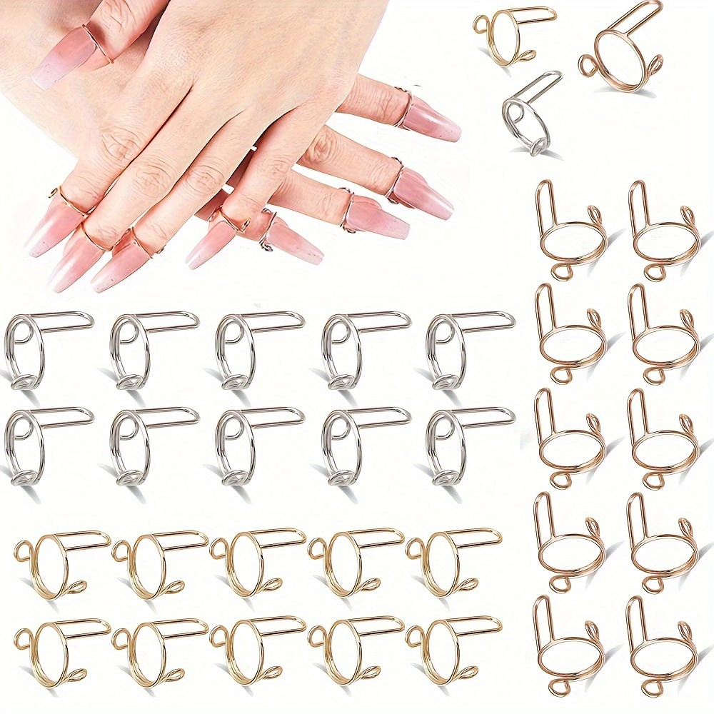 

30 Pieces Nail Ring Adjustable Reusable Removable Nail Rings Nail Rings Alternative To Nail Polish Nail Ring For Wo