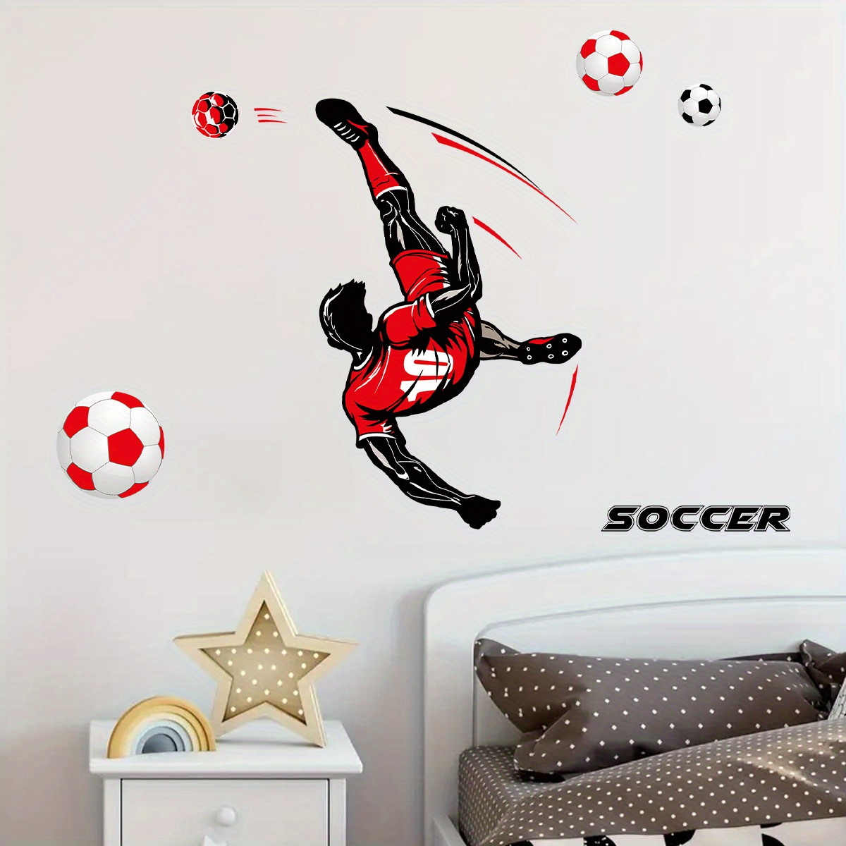 Wall Decal For Sports Fans - Watercolor, Removable Pvc Sticker, Semi-, Bedroom, Football Field, Hallway, Basketball Room Decor
