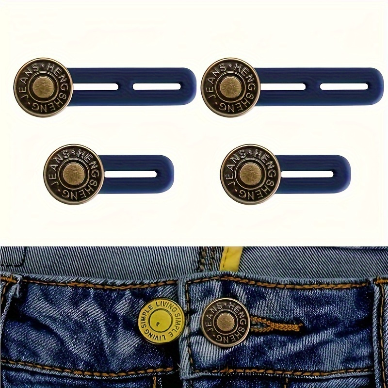 

4pcs Adjustable Jeans Button Alloy Extender, Belt Extender, , Flexible Waist Button, Suitable For Women Jeans And Skirt Clothing Accessories