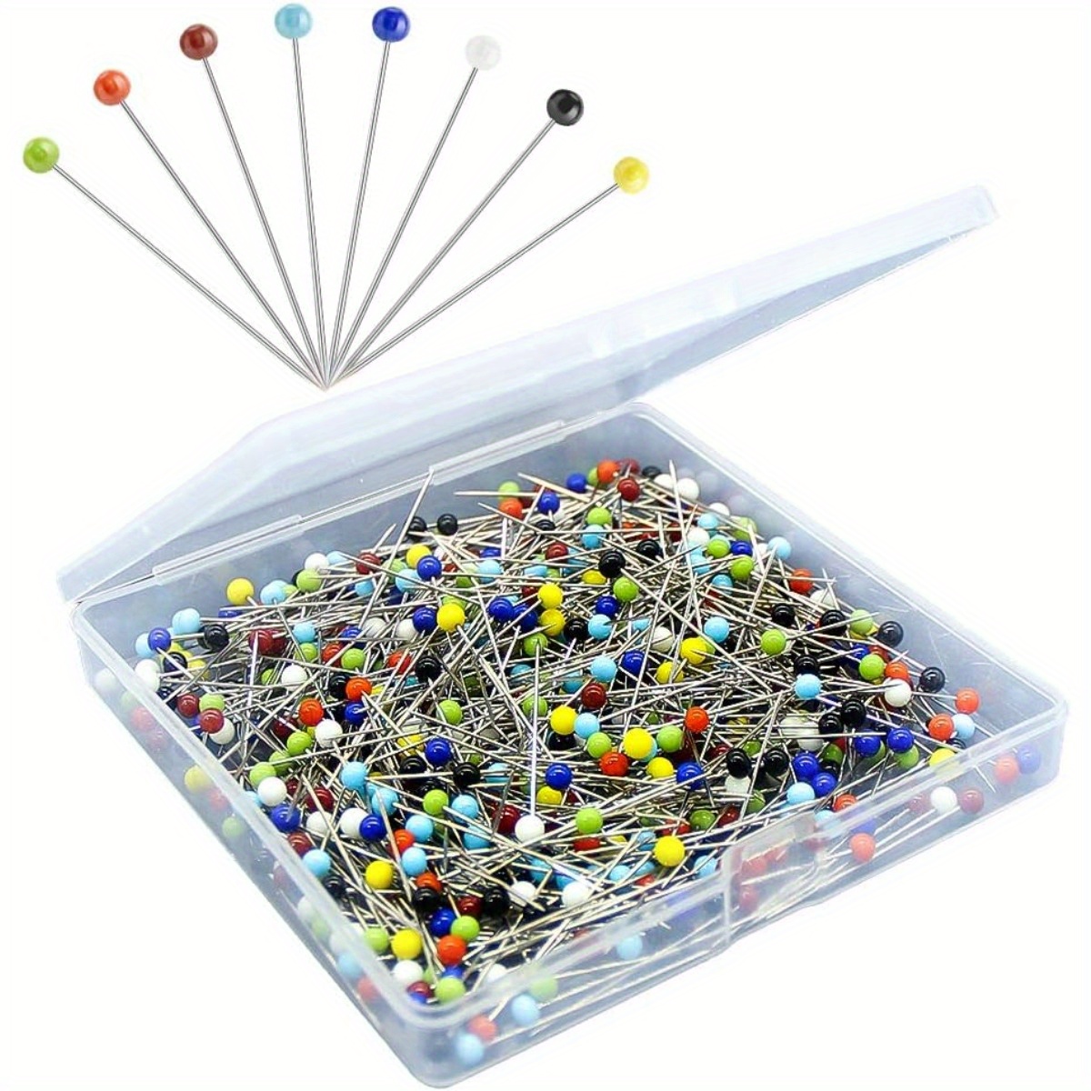 

250 Pcs Quilting Pins - Sewing Pins With Colored Ball Glass Heads, Long 1.5inch, For Fabric, Dressmaking, Jewelry, Diy, Crafts & Sewing Projects - Mixed Colors