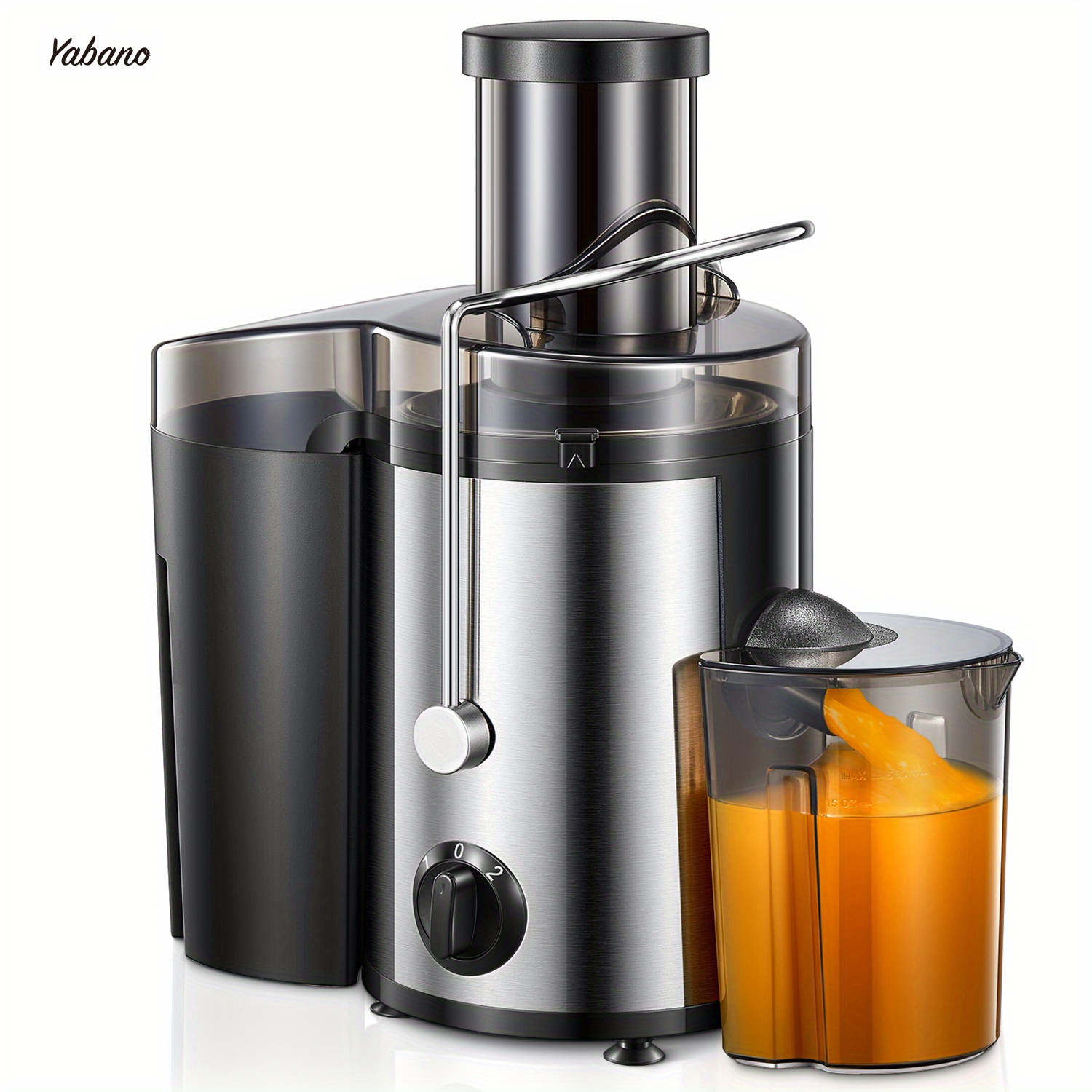 

Yabano Juicer Machine, 500w Centrifugal Juicer Extractor, 3 Wide Mouth Feed Chute, Easy To Clean, Stainless Steel, Bpa-free For Fruits And Vegetables