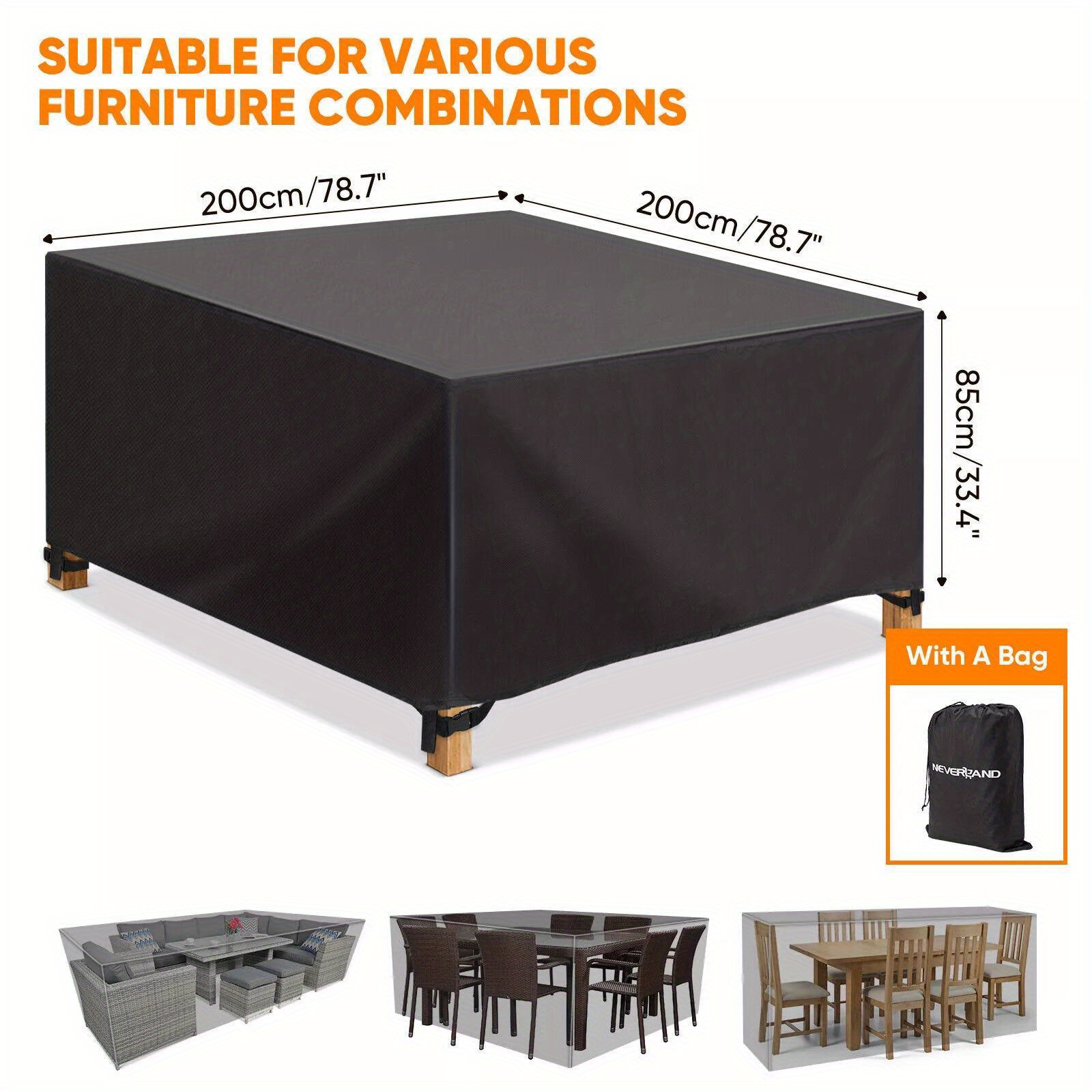 TEMU Durable Protective Cover For Rattan Patio Furniture Including Tables And Sofas, Table Cover Outdoor, Outdoor Cover For Patio Furniture, Patio