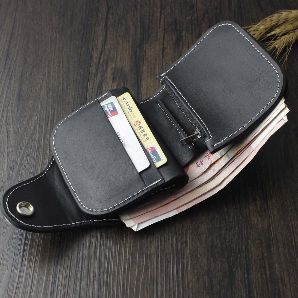 handmade snake leather wallet short vintage biker purse with