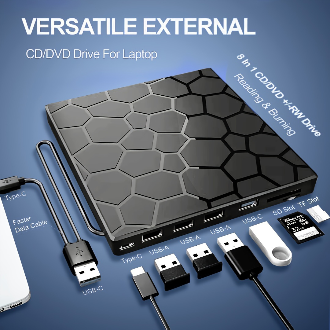 

- Portable Cd/dvd Usb 3.0 - & For Laptops And Desktops, Mac, ,