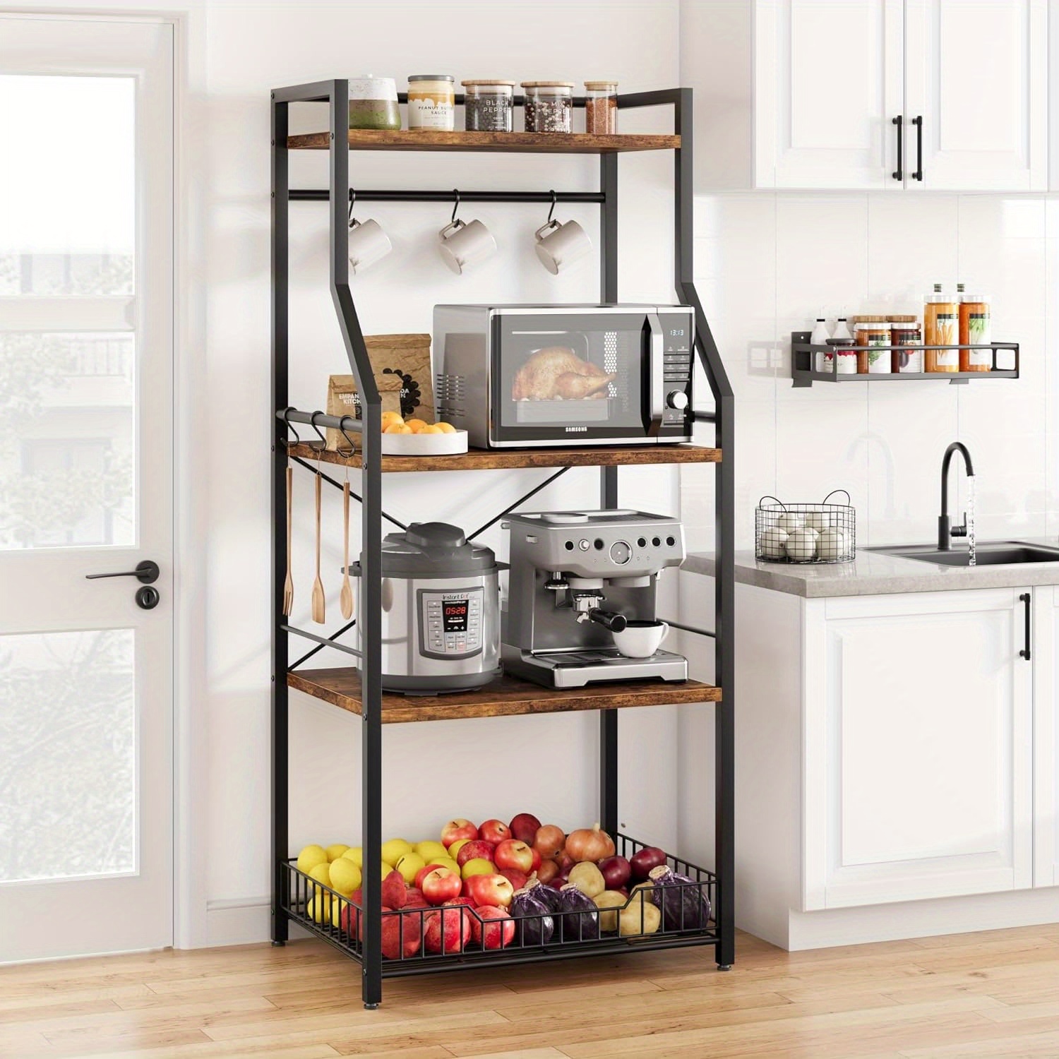 4 tier bakers popular rack with cabinet