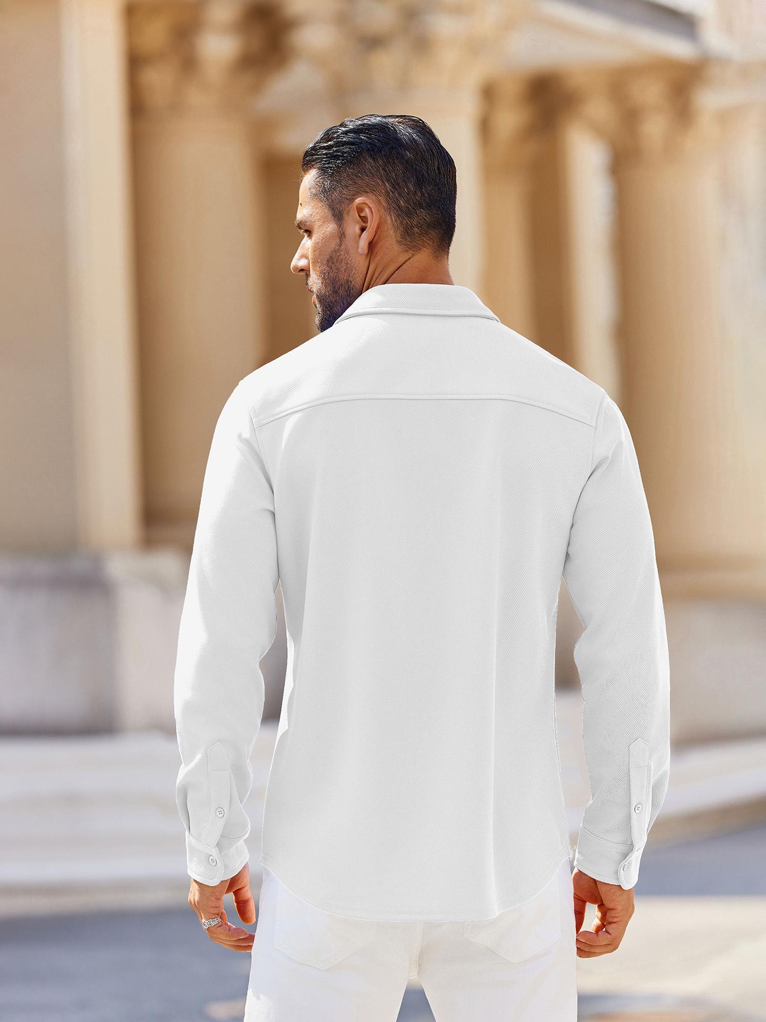knee length dresses for ladies Men's Big & Tall Westport No-Tuck Long Sleeve Button Under Spread Collar Stretch Performance 'Kinetic' Sport Shirt White / XLMT main image 0