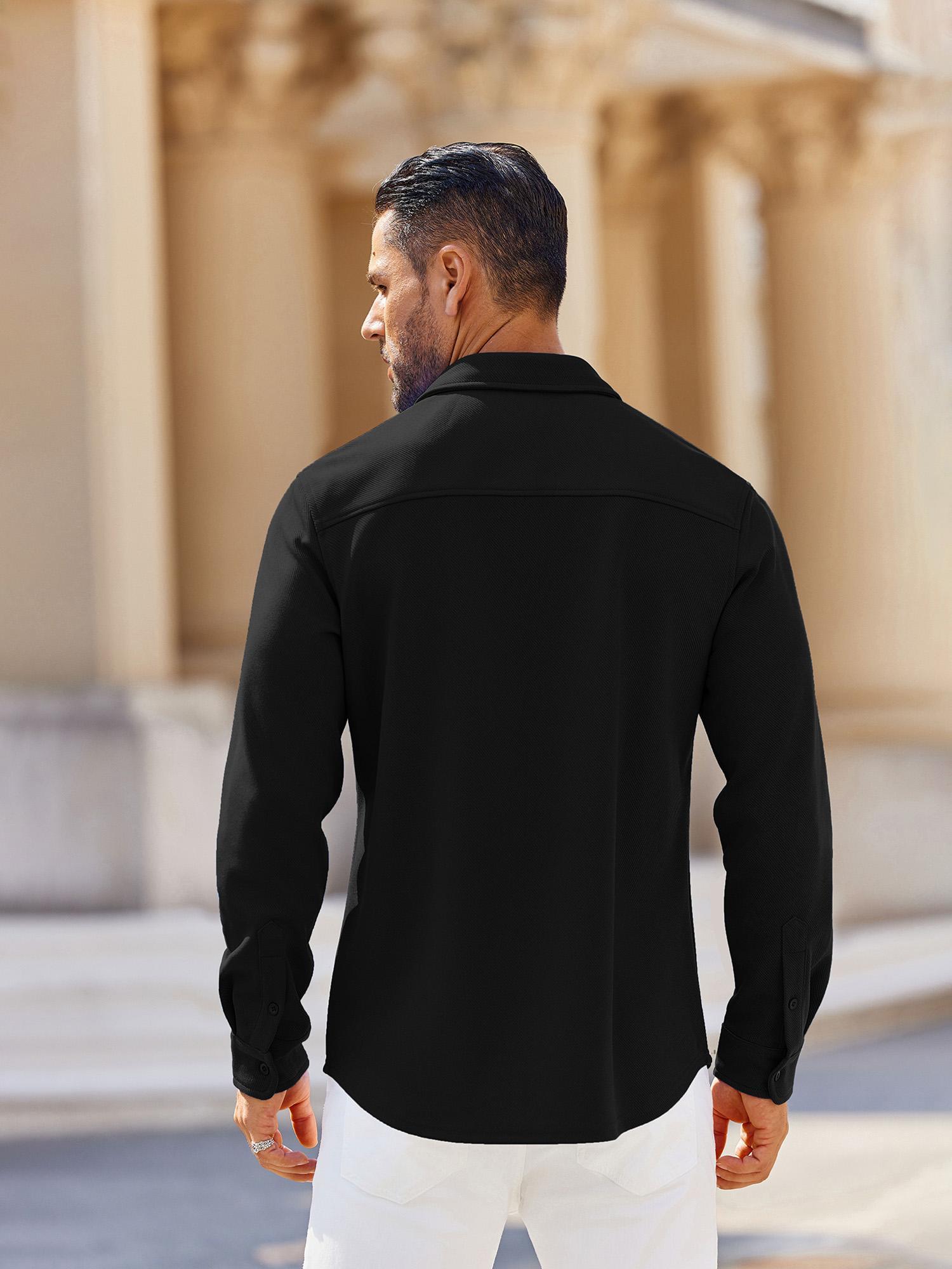 black friday dress shoes Men's Solid Long Sleeve 4-Way Stretch Dress Shirt  Report Collection
