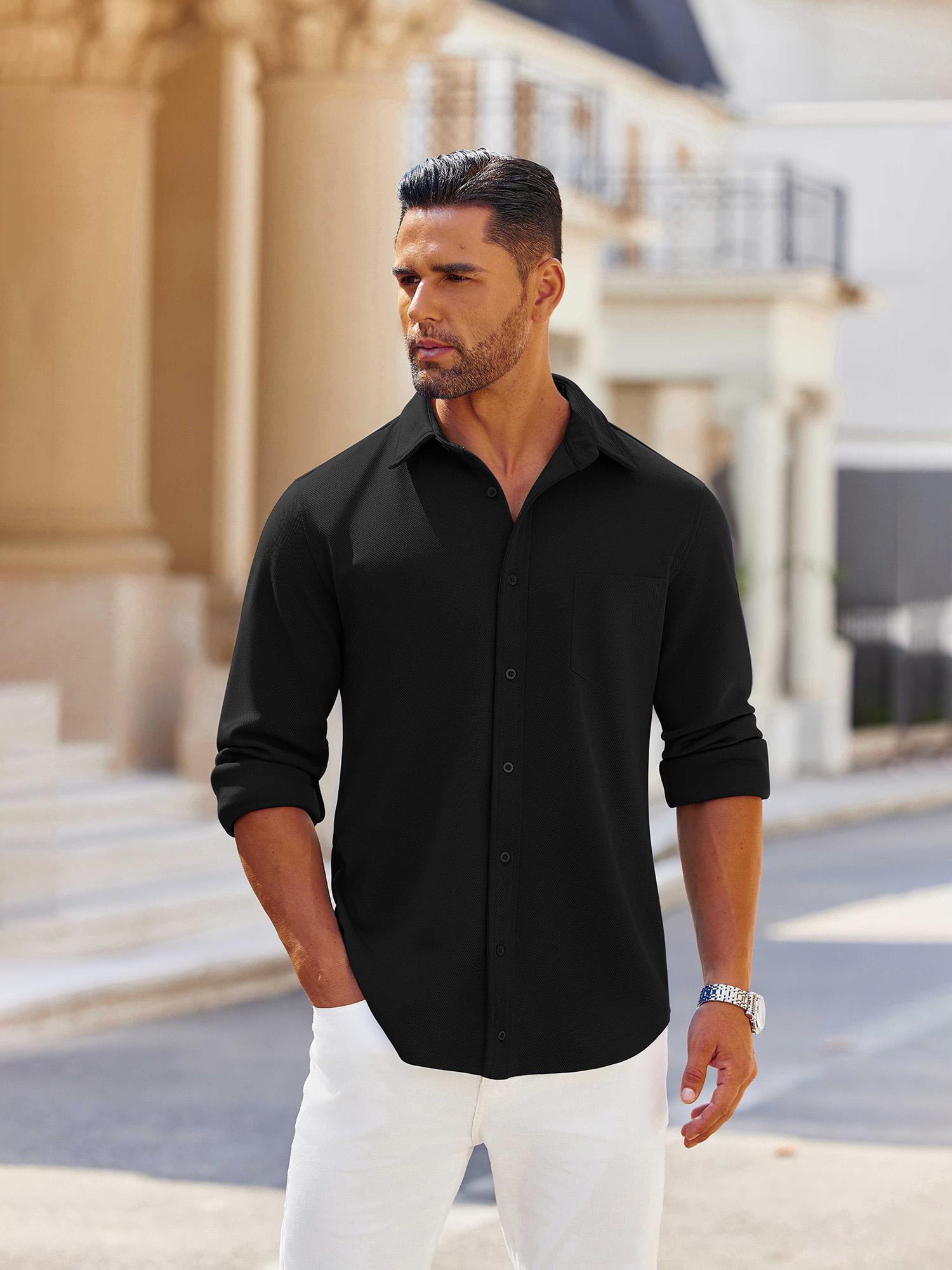 white christmas dresses Men's Big & Tall Westport Black Long Sleeve Spread Collar Windowpane Plaid Sport Shirt Grey Multi / 4XB main image 0