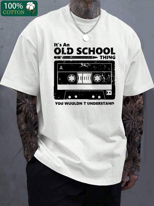 thickened cotton men s fashion casual short sleeved crewneck t shirt with monogram print