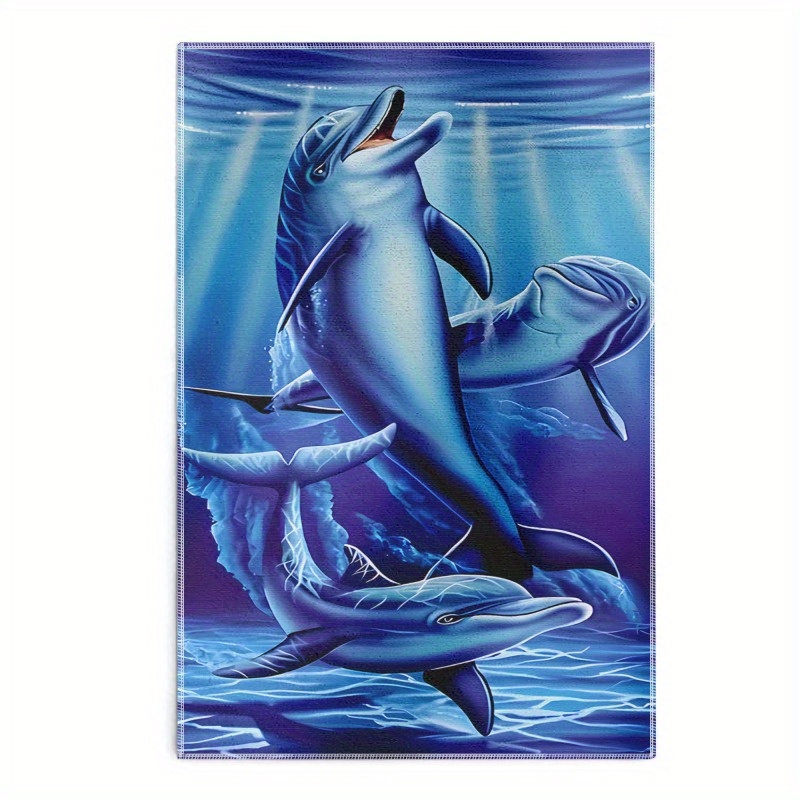 

Set Of 1pc 18 * 26 Inches, Funny Kitchen Towel - Warm Kitchen Towel, Cute Tea Towel, Cute Dishwasher Towel, Hostess Family Gift, Multi- Dolphin Print