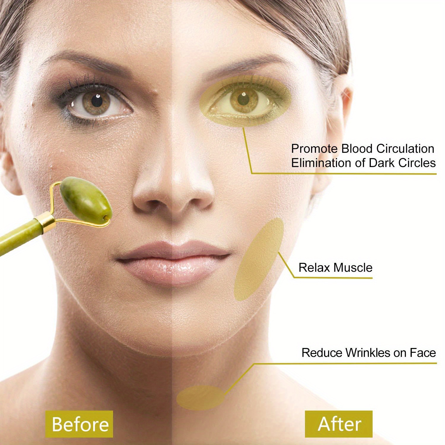 2pcs natural jade stone scraper massager set guasha   massage tool jade stone guasha board used for face neck   shoulders legs body   radiance of   for valentines day birthday christmas gift Product details 2