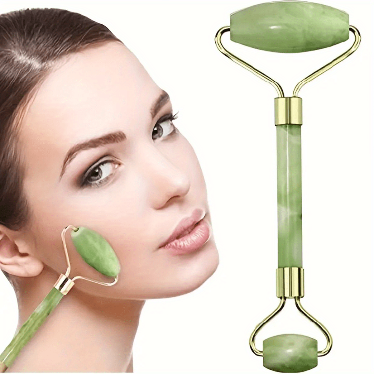 2pcs natural jade stone scraper massager set guasha   massage tool jade stone guasha board used for face neck   shoulders legs body   radiance of   for valentines day birthday christmas gift Product details 4