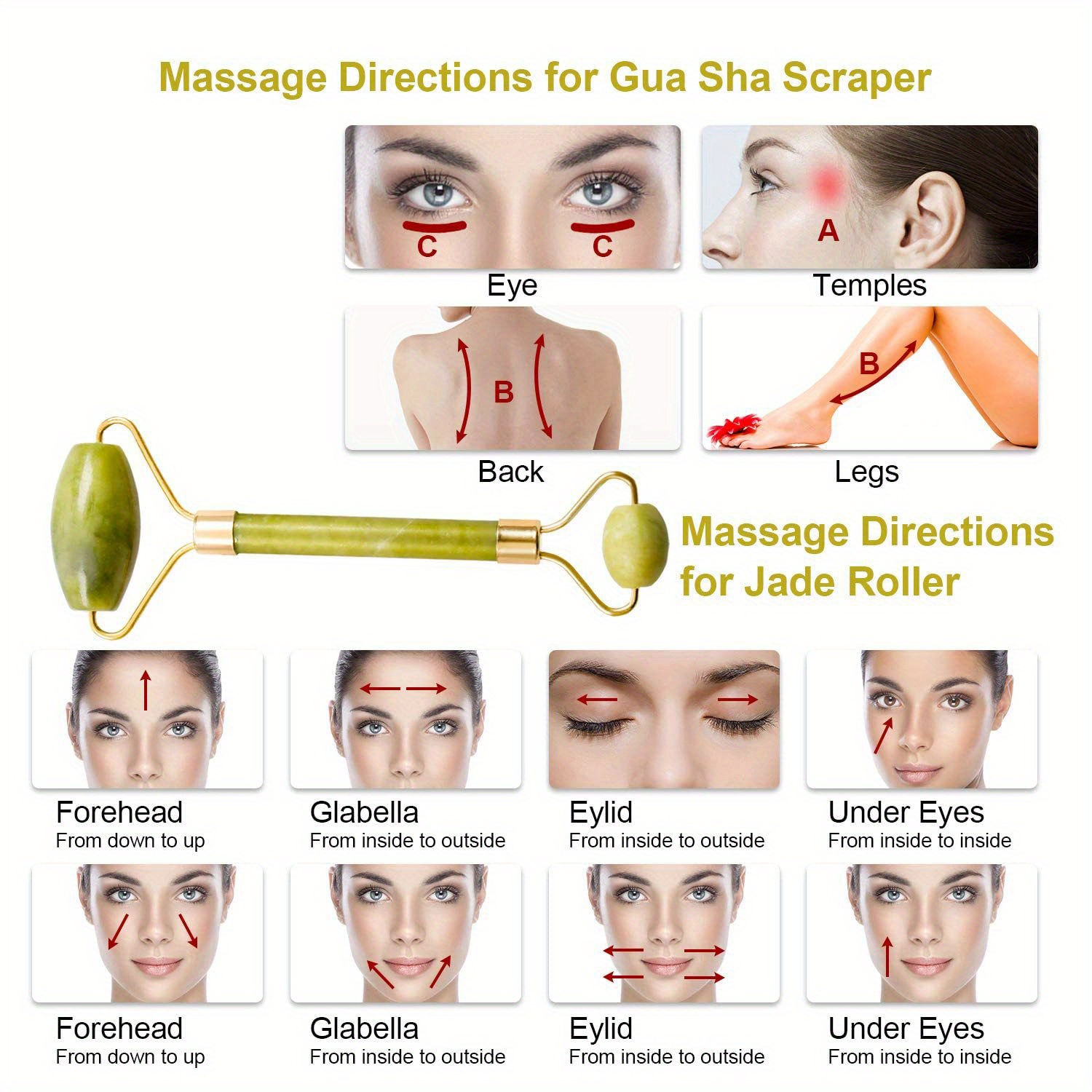 2pcs natural jade stone scraper massager set guasha   massage tool jade stone guasha board used for face neck   shoulders legs body   radiance of   for valentines day birthday christmas gift Product details 5