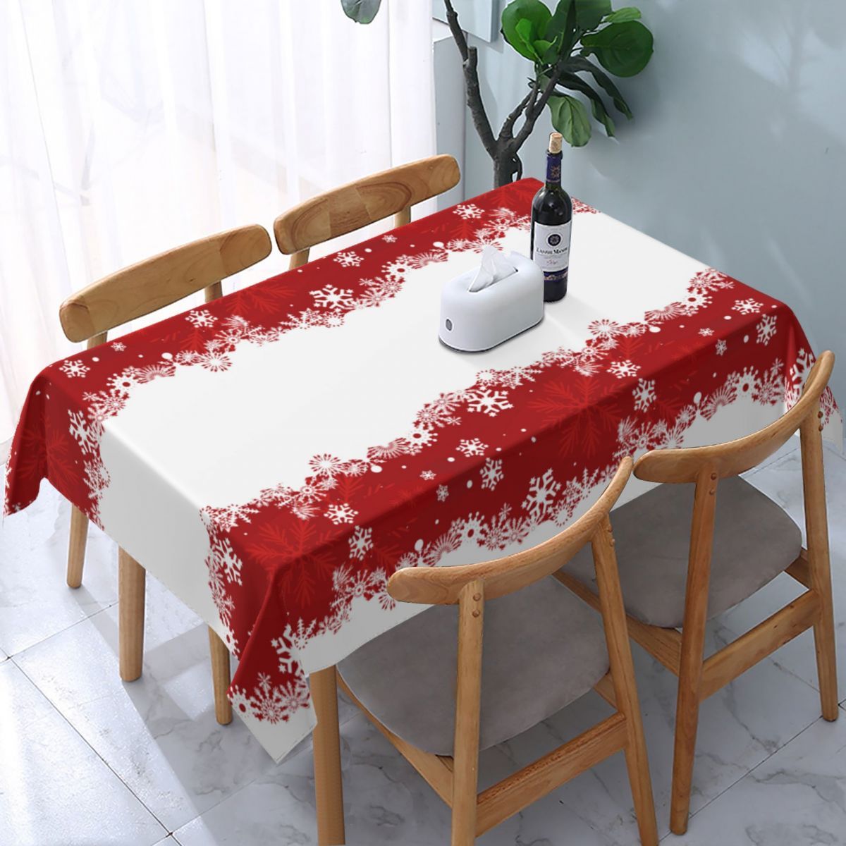 

Nappe Rouge à Motif 1pc - Microfibre Lavable, Parfaite pour Noël & Fêtes d'Année, Cadeau Idéal pour la Décoration de à