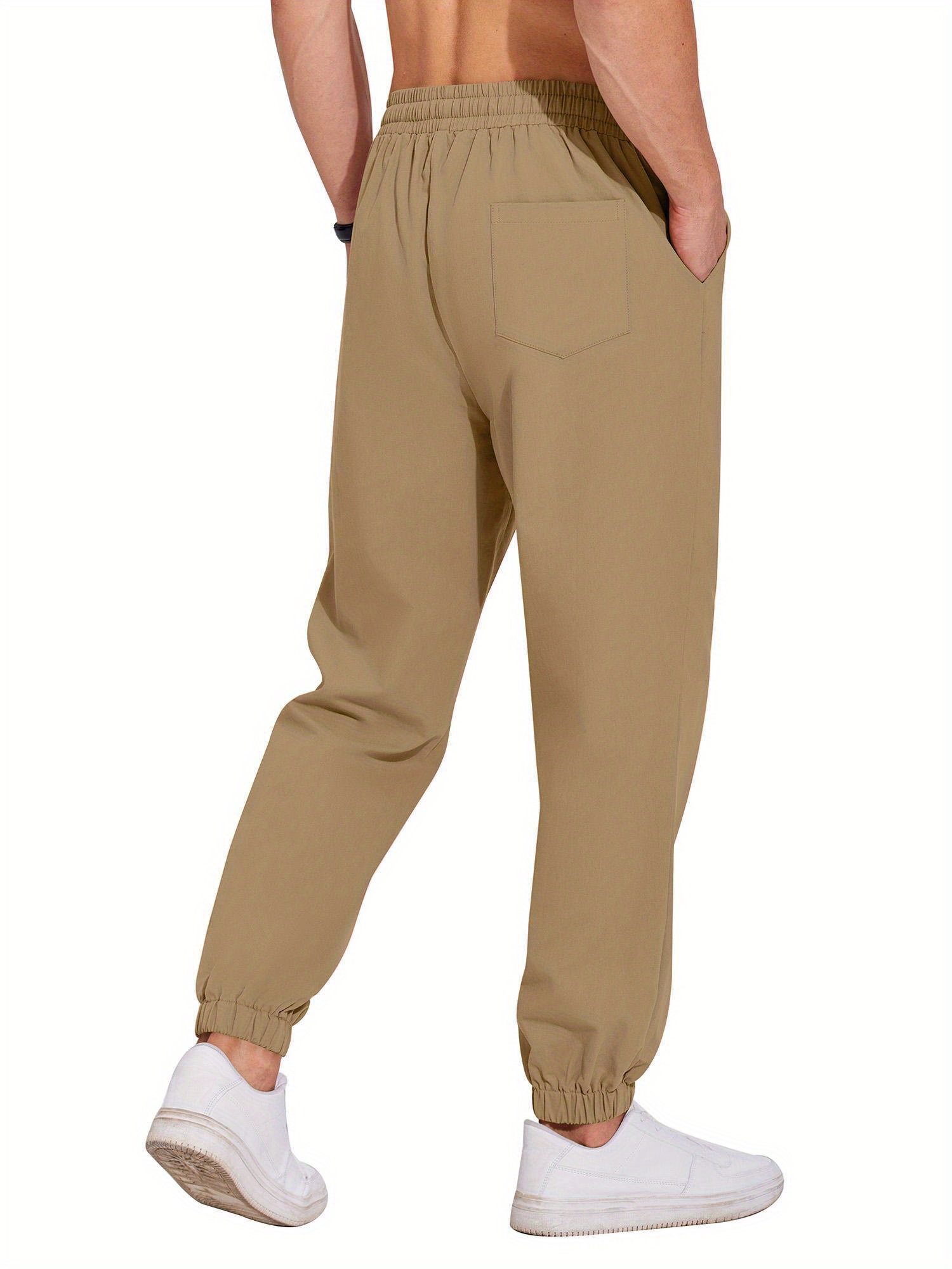 mens casual jogger pants cotton lightweight elastic waist Temu