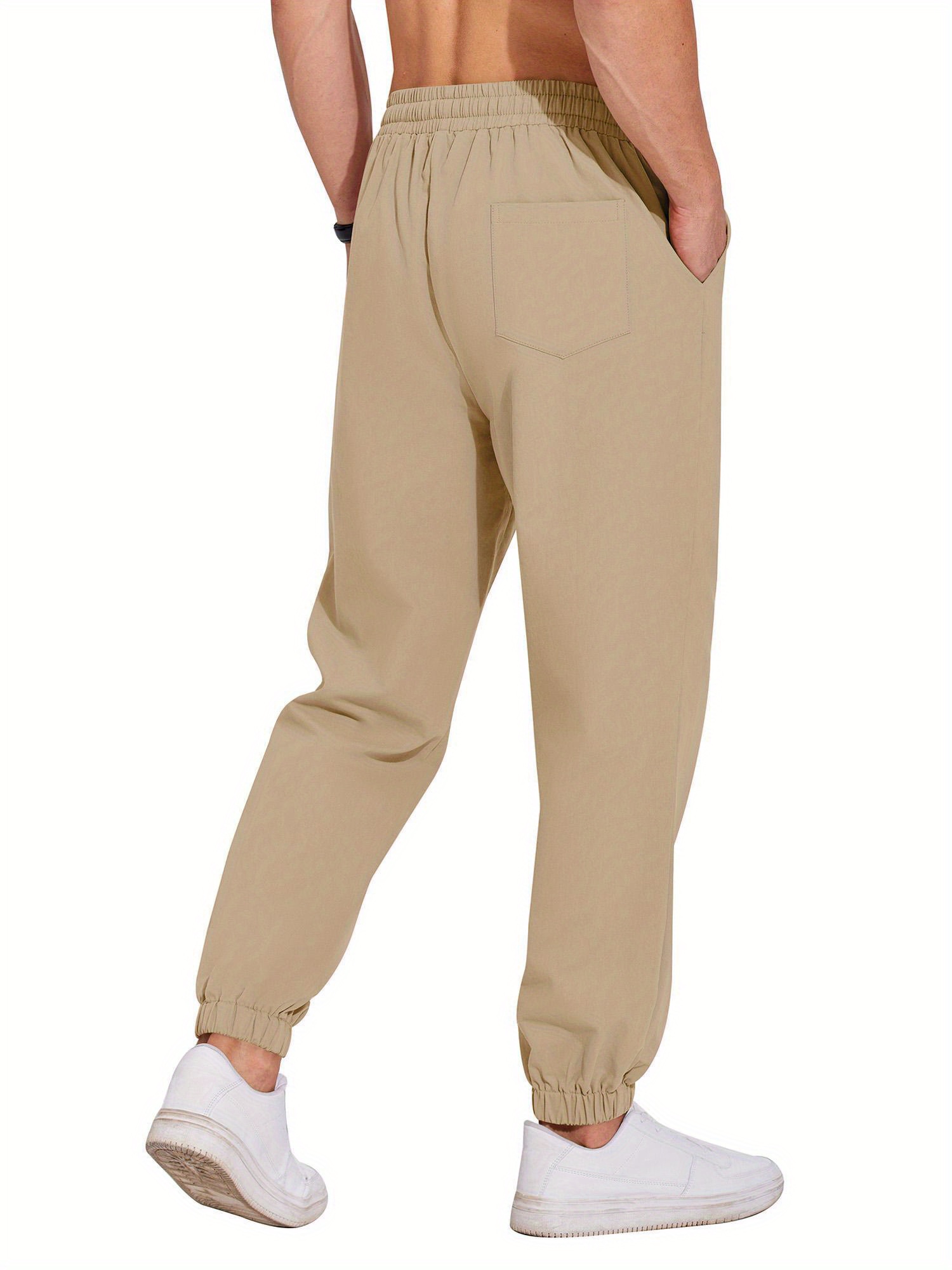 mens casual jogger pants cotton lightweight elastic waist Temu