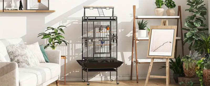 82 inch bird cage bird flight cages with rolling stand bottom tray wrought cage with for parakeet lovebirds cockatiels Product details 1