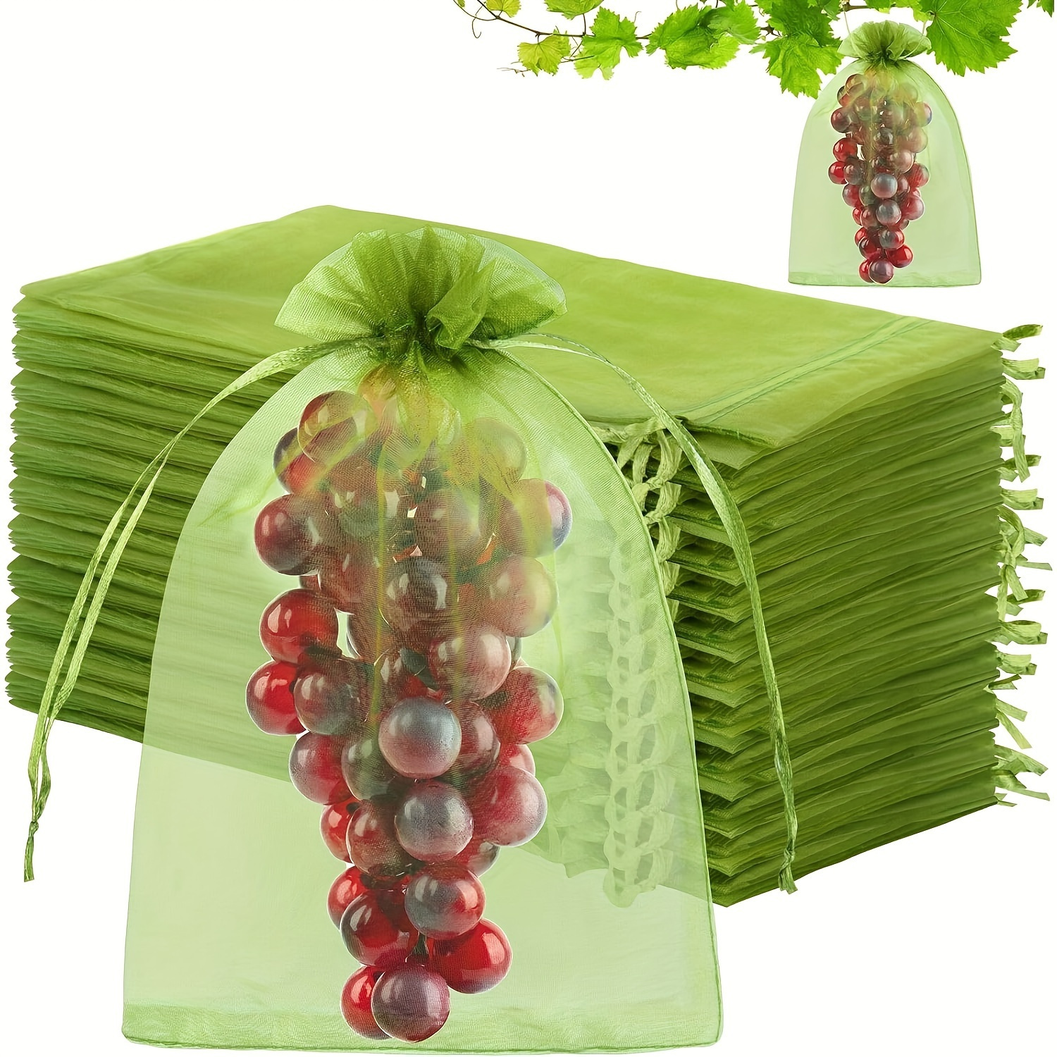 

100pcs Sacs de Protection Réutilisables pour Fruits & Légumes - Filet à Cordon de 8x12 Pouces pour Jardin, Couvertures de Barrière Anti-Ennemis pour Raisins, Pommes,