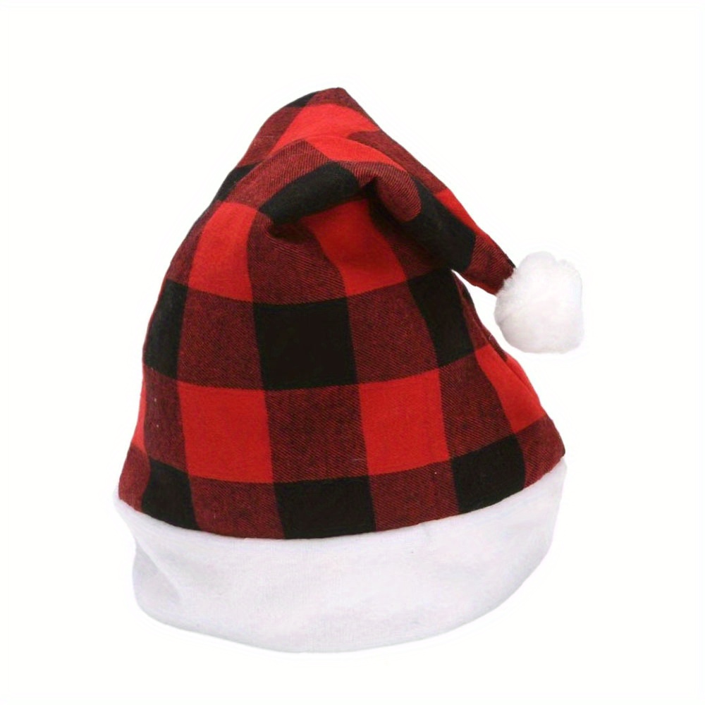 

1 Piece / 2 Pieces / Red And Black Plaid Christmas Hats For Men And Women Christmas Decoration Hats