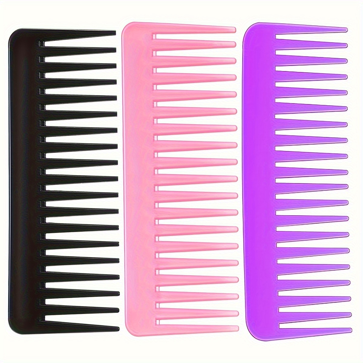 

3pcs Wide Tooth Detangling Hair Comb Set - Gentle Hair Styling, No Handle, Easy Shampooing, And -free For All Hair Types - Daily Use And Travel