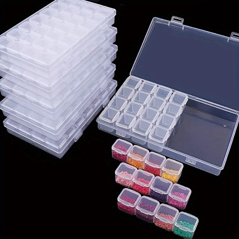 

1pc Diamond Art Storage Case, 28-grid Plastic Organizer Box For Embroidery , Supplies, Lightweight & Diy