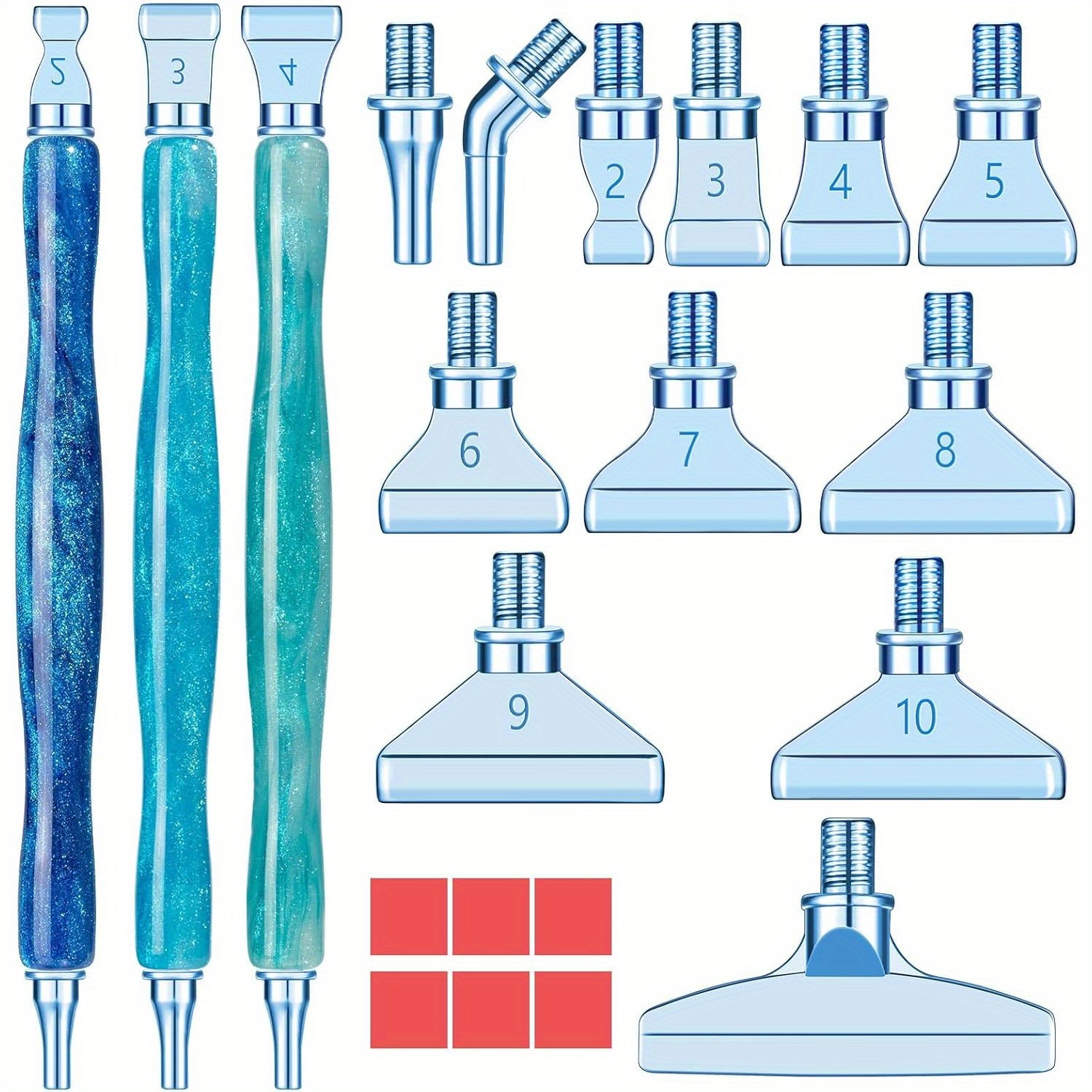 Diamond Painting Pen Additions Tools Set, 3pcs Glitter Pens And 12pcs Metal Screw Thread Multi Tips, Resin Diamond Painting Drill Pens For