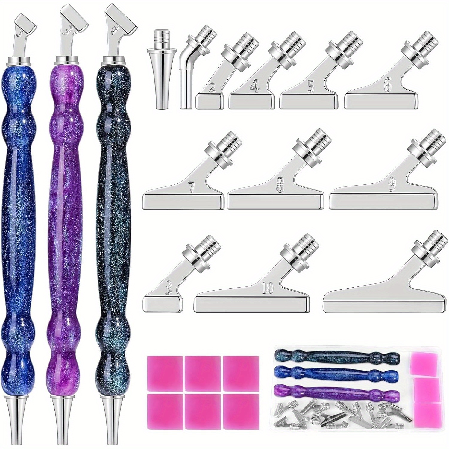 

21 Pièces Kit de Stylos pour Peinture Diamant, Pointes à Vis en , Poignée en Polyrésine, Outils d'Art Diamant 5D avec Accessoires Multi- pour Bricolage