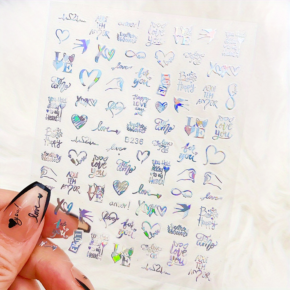 Heart-Shaped LOVE Letter Nail Stickers
