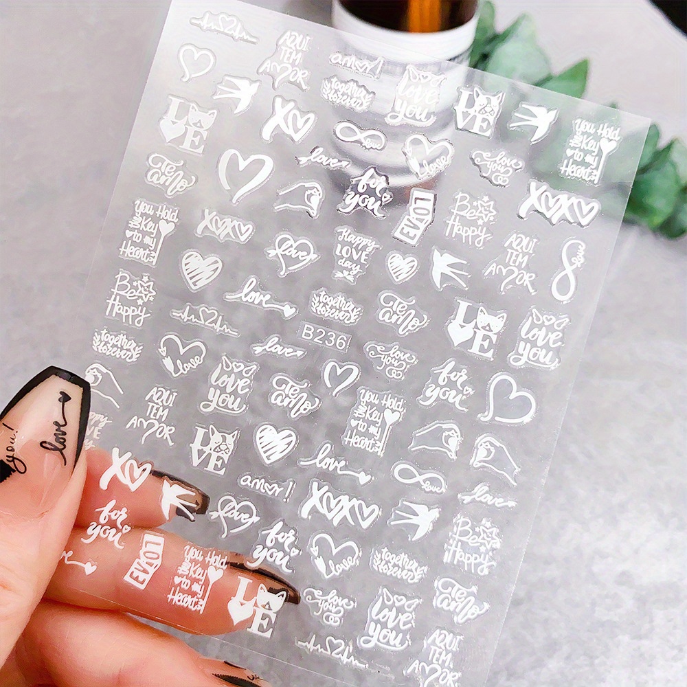 Heart-Shaped LOVE Letter Nail Stickers