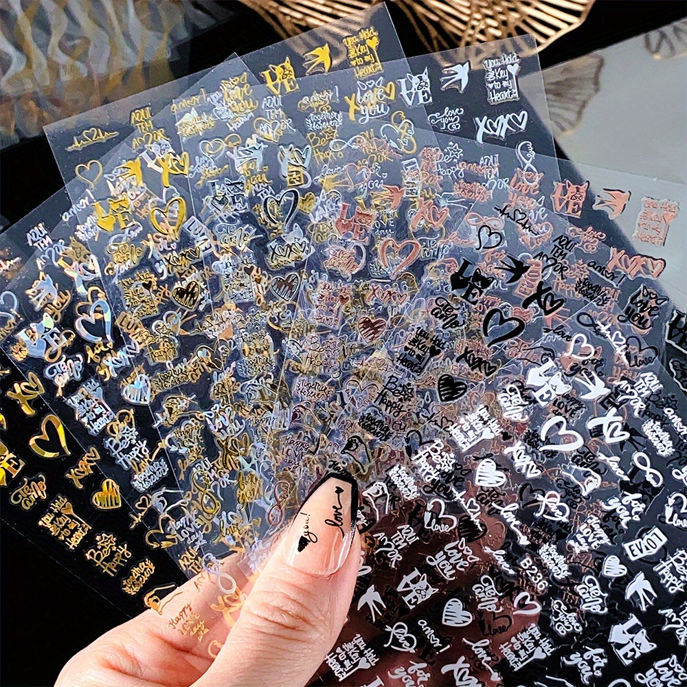 Heart-Shaped LOVE Letter Nail Stickers