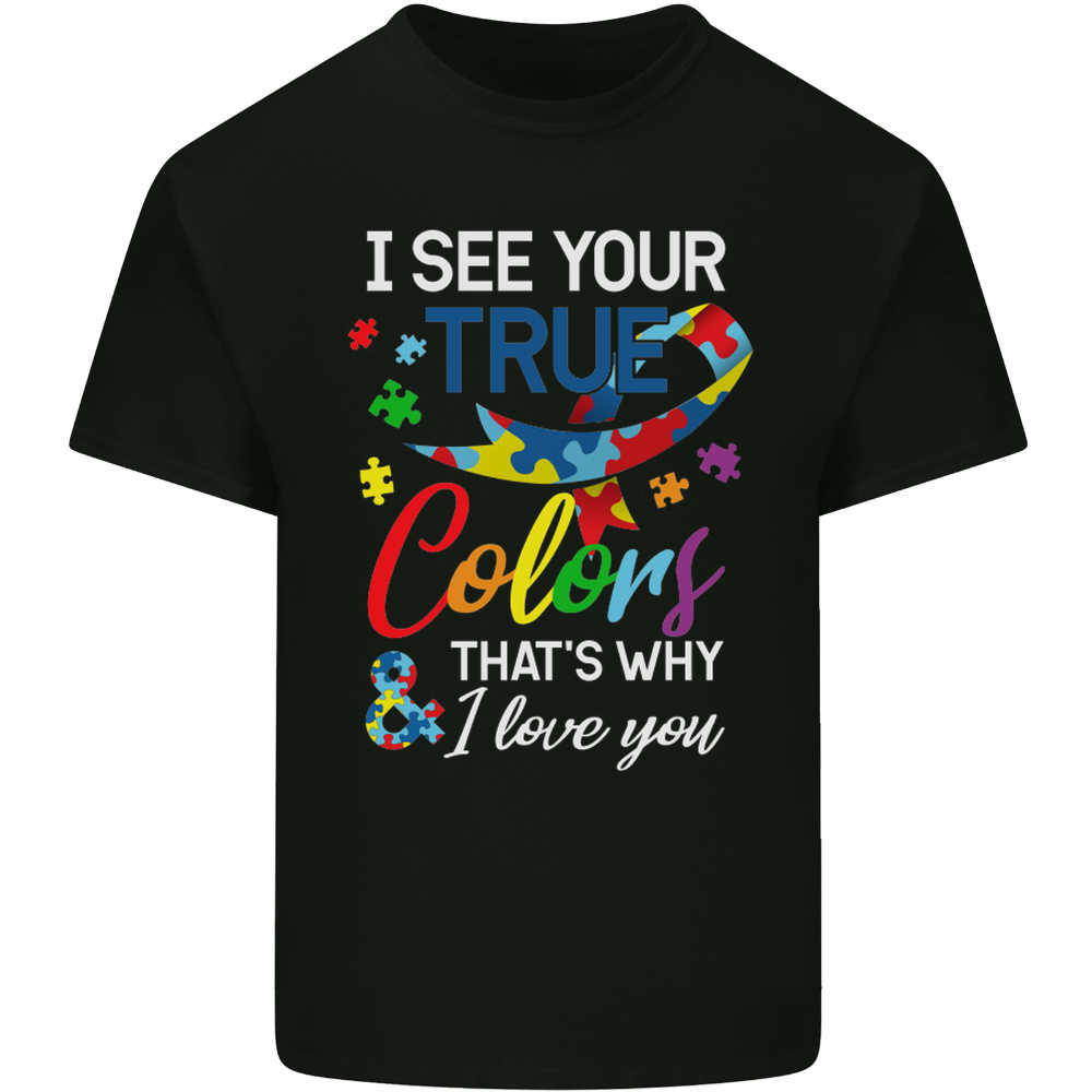 

Payeah I See Your True Colours Autism Autistic Mens Cotton T-shirt Tee Top