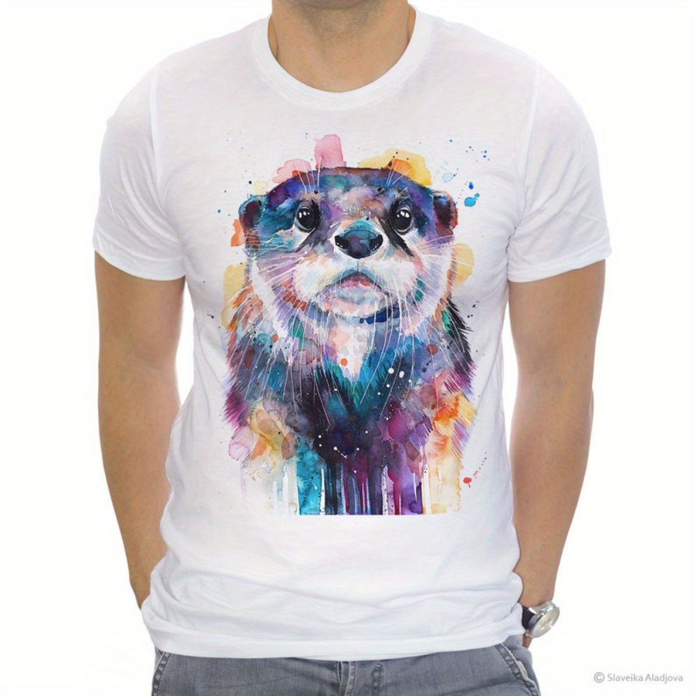 

Otter T-shirt, Unisex T-shirt, Ring Spun Cotton 100%, Watercolor Print T-shirt, T Shirt Art, T Shirt Animal